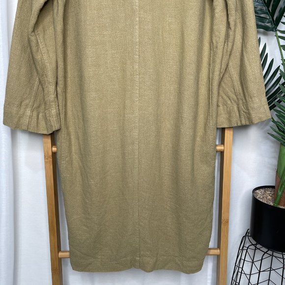 SOLD Zara Beige Tan Linen Coat Jacket Size S Relaxed Pockets Long Sleeve Casual - Picture 9 of 12